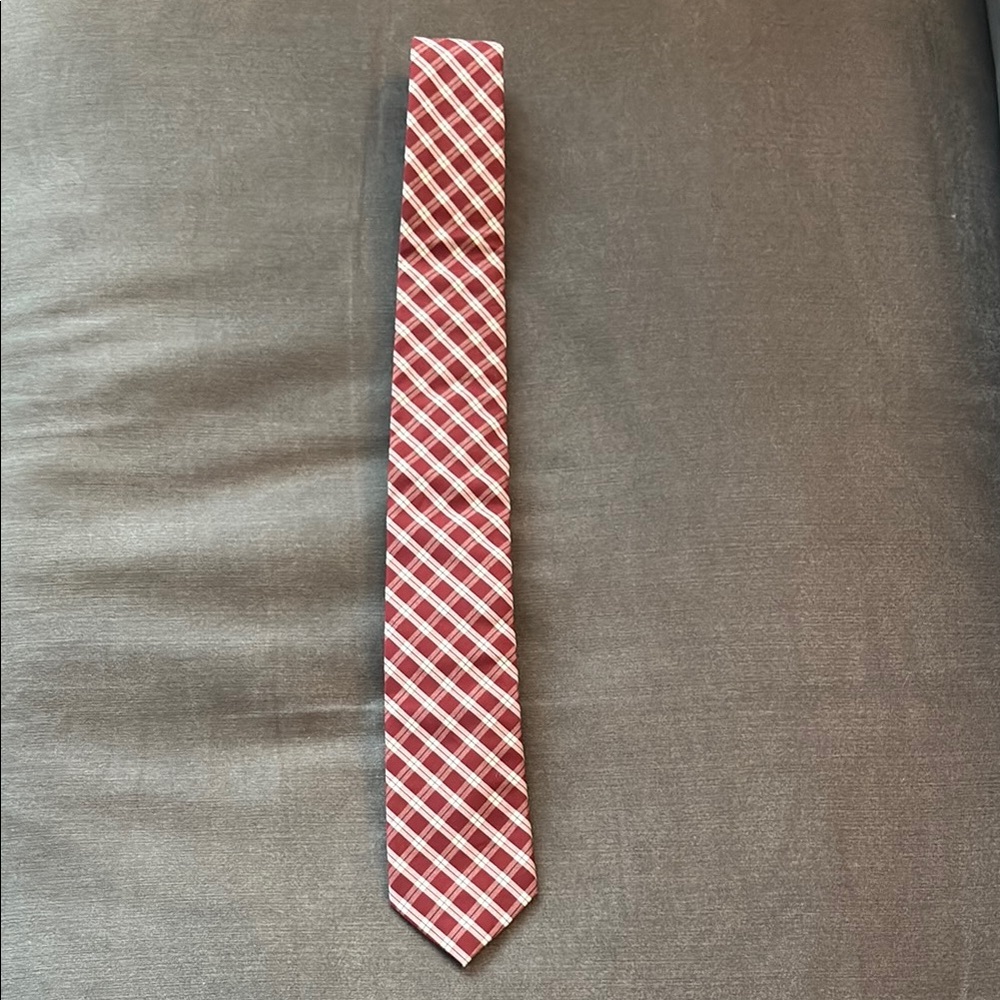 Frank & Oak Red and White Patterned Skinny Tie